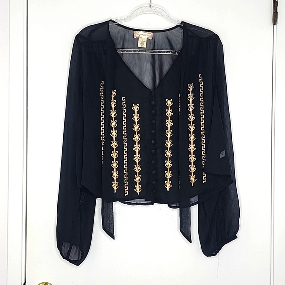 Band of gypsies button down embroidered Sheer top New without tags